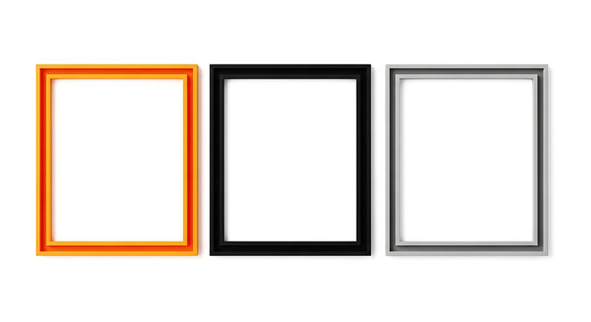 Three empty color-framed boxes side by side