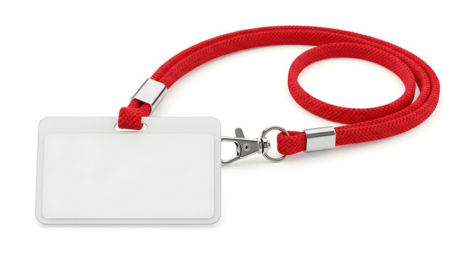 Red leash attached to a white keychain
