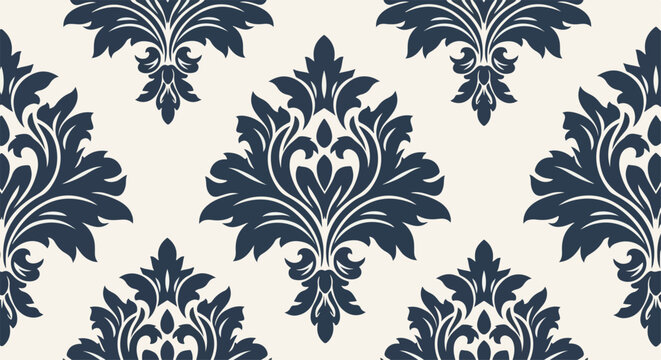 Traditional seamless botanical wallpaper with floral symmetry