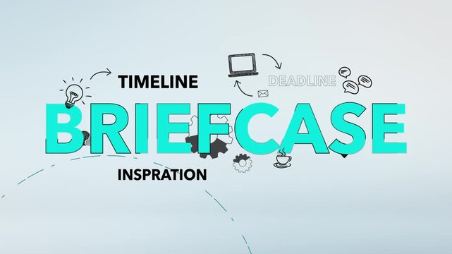 Briefcase Cyan Typography with Timeline Inspiration and Deadline Development Words