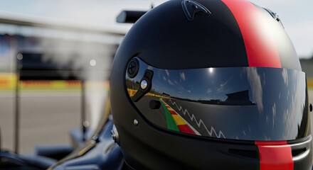 Obraz premium Racing Driver Wearing Black Helmet.
