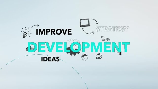 Development Cyan Typography with Improve Timeline and Ideas Words