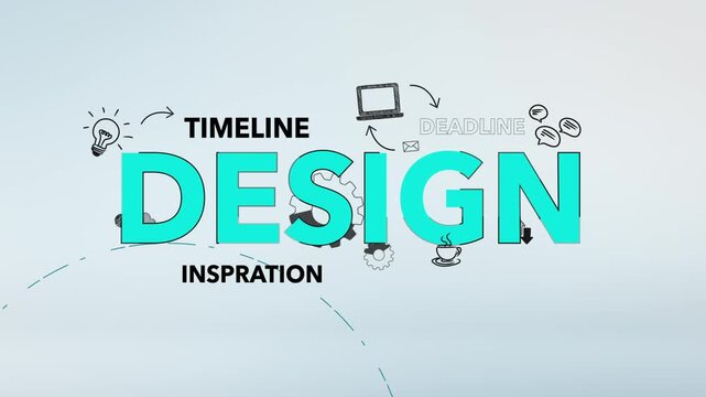 Design Cyan Typography with Deadline Timeline and Inspiration Development Words