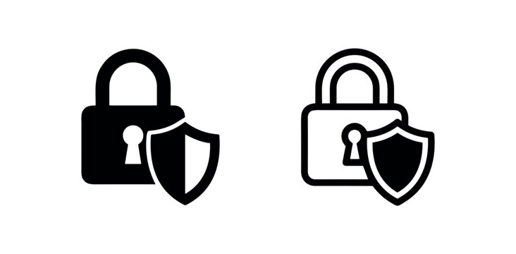 Padlock with Shield Security and Protection Icons