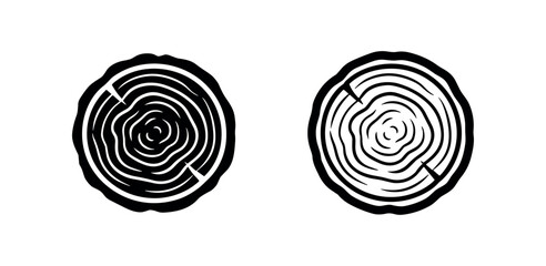 Tree Ring Icon: Solid and Outline Styles © liubomir118809