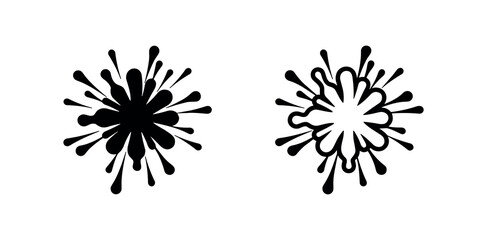 Dynamic splash or burst icon set, symbolizing explosion, impact, or a creative design element. © liubomir118809