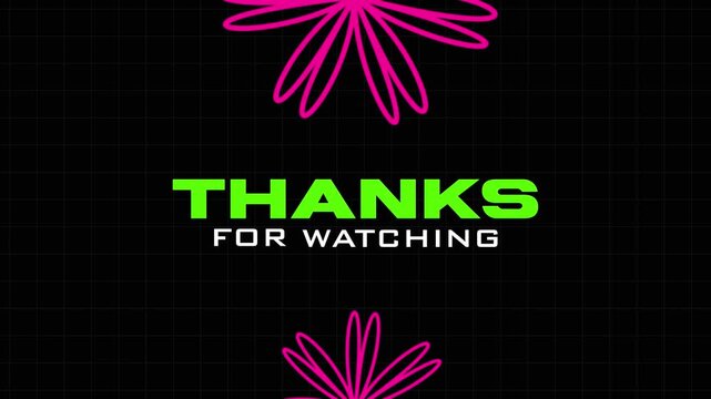 Animated Thanks For Watching Text Overlay on Grid Background
