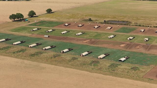 Experimental Crop Plots Aerial View During Daytime Farming