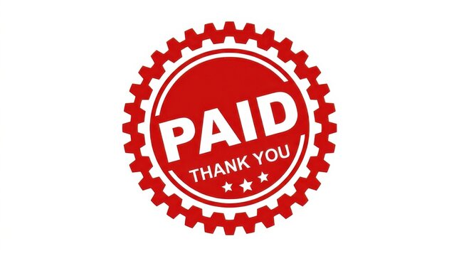 Red Paid Stamp on White Background