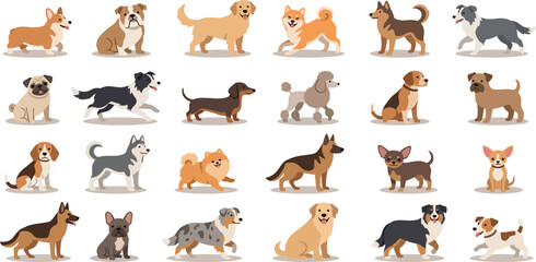 "Cute Dog Breeds Vector Illustration Set on White Background" © Itz Rakesh