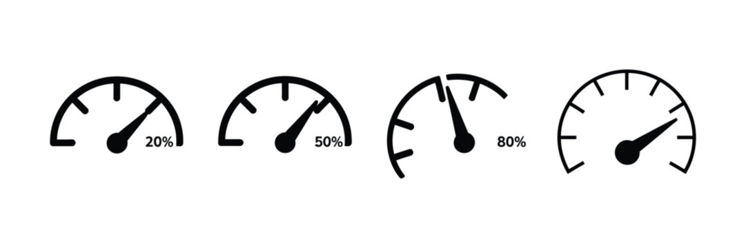 Car Speedometer and Tachometer Gauge Icon Vector for Dashboard Measurement Performance and Vehicle Control Symbols