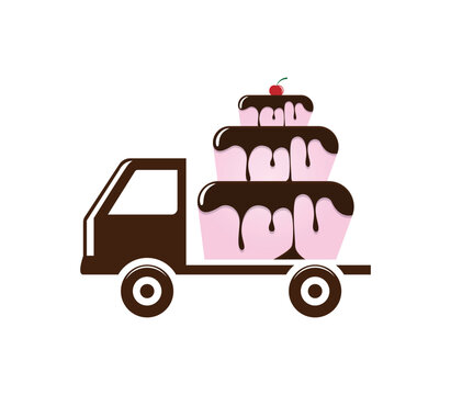 Cake Delivery logo illustration
