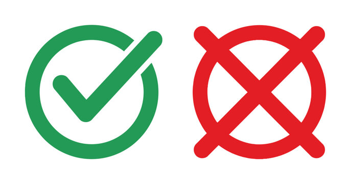 Checkmark And Cross Symbols Flat Vector Illustration