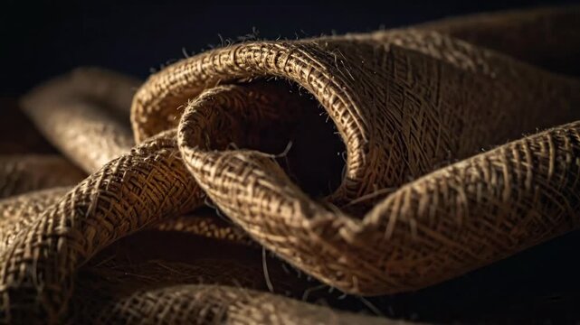 Close-up of textured fabric with intricate folds and detailed weaving.