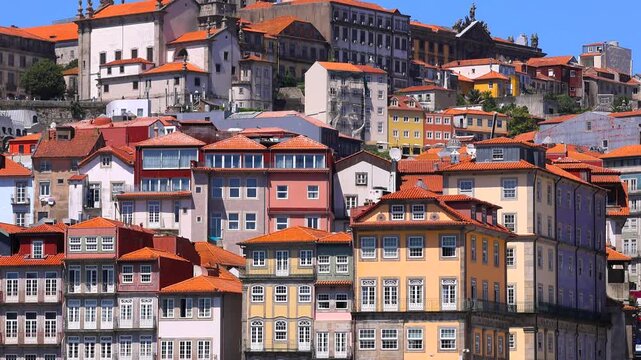 Colorful houses in the historic Ribeira District of Porto