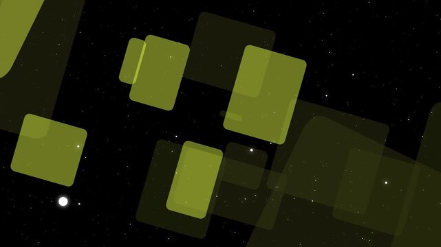 Abstract translucent rounded rectangles floating on a starry background animation