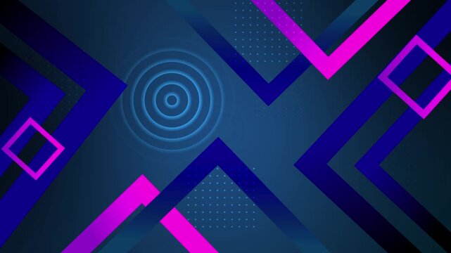 Abstract background with geometric shapes diagonal frames circles and dotted patterns animation
