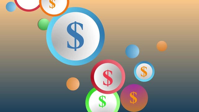 Abstract background with circles and dollar signs, representing money finance and business growth animation