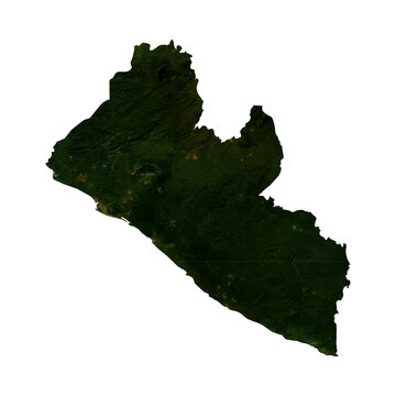 LIBERIA Geological Map with Hillshade Relief, High Resolution Terrain PNG
