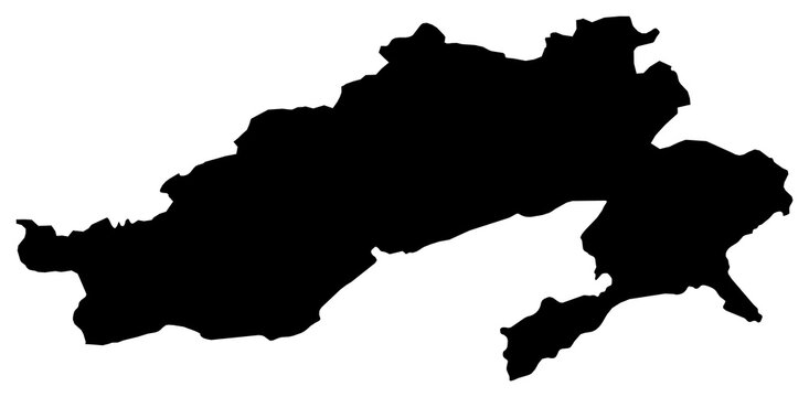 A contour map of Arunachal Pradesh. Indian state or union territory silhouette