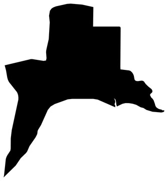 A contour map of Basra. Iraqi province silhouette