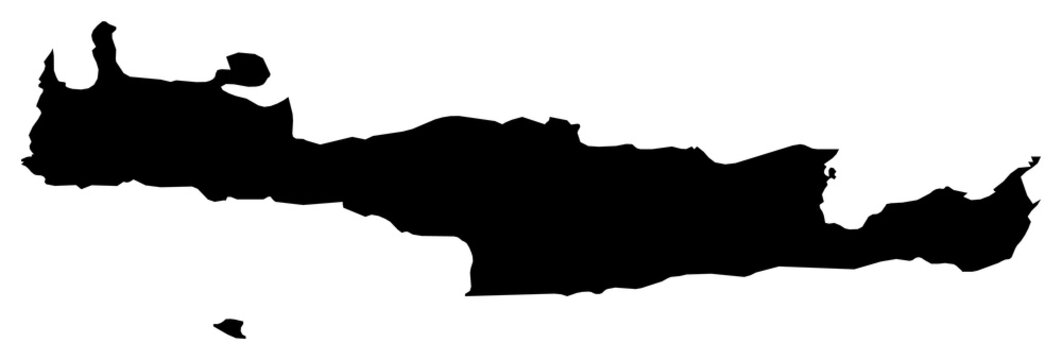 A contour map of Crete. Greek region silhouette