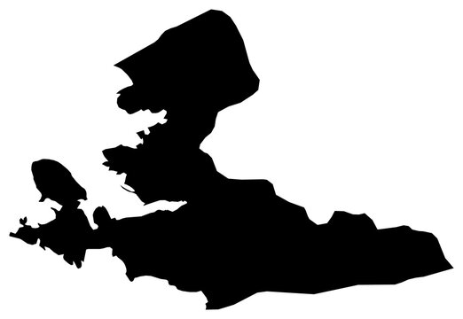 A contour map of İzmir. Turkish province silhouette