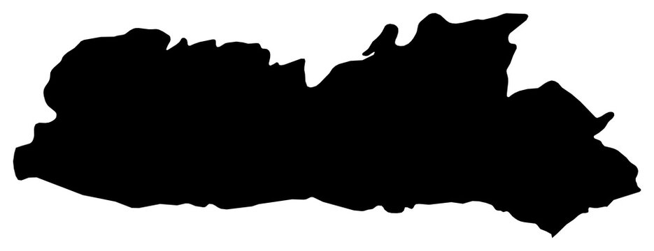 A contour map of Meghalaya. Indian state or union territory silhouette