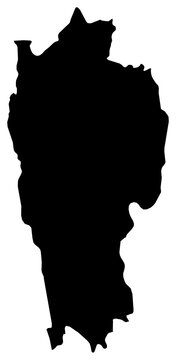 A contour map of Mizoram. Indian state or union territory silhouette