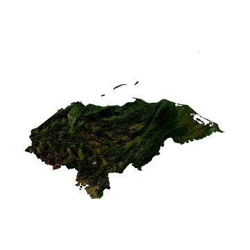 HONDURAS Geological Map with Hillshade Relief, High Resolution Terrain PNG