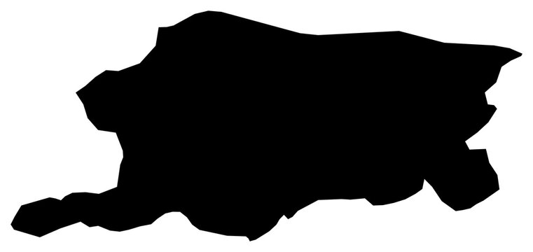 A contour map of Pleven. Bulgarian province silhouette