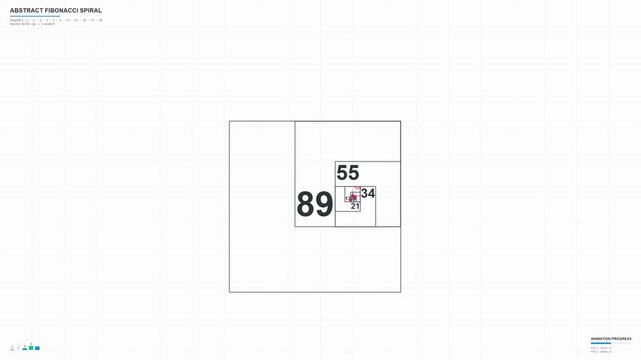 Rotating Fibonacci spiral chart animation with mathematical pattern