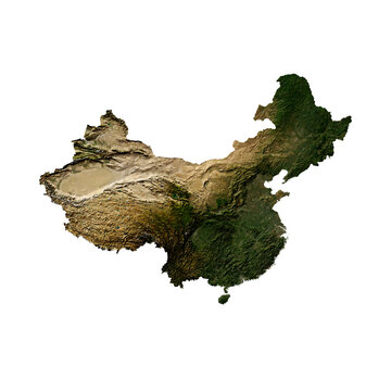 CHINA Geological Map with Hillshade Relief, High Resolution Terrain PNG
