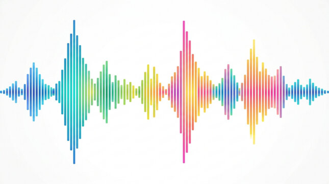 Sound wave, colorful audio signal, equalizer pattern, gradient waveform, music visualization