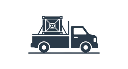 Clean Flat of Flatbed Tow Truck with Loaded Heavy Machinery on Flatbed with high quality professional line art symbols for modern creative design and digital branding projects © As'ad Humam