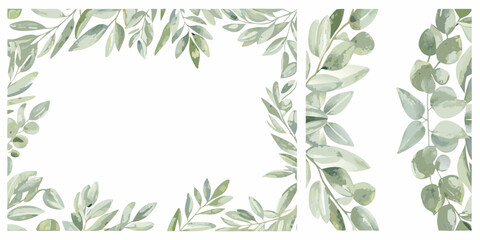 botanical eucalyptus frame watercolor leaves greenery nature © ChandanaRani