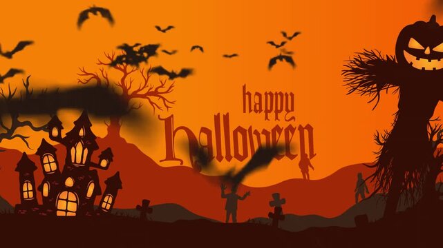 Happy Halloween, orange halloween background