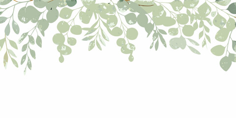 eucalyptus leaf border watercolor style green nature © ChandanaRani