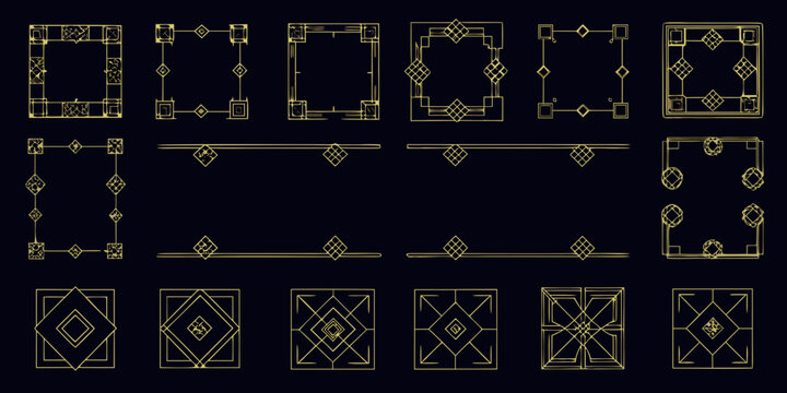 art deco borders and dividers vector ornamental