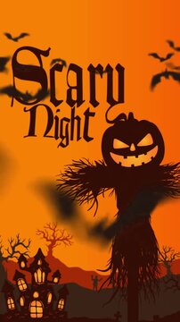 Scary Night, orange halloween vertical background