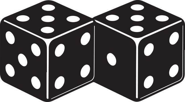 Dice Game Casino Gambling Black Silhouette Vector Pair Icon