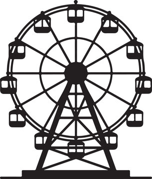 Ferris Wheel Amusement Park Black Silhouette Vector Ride Icon