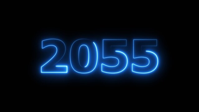 2055 Sal number neon text concept illustration. Neon number new year background.