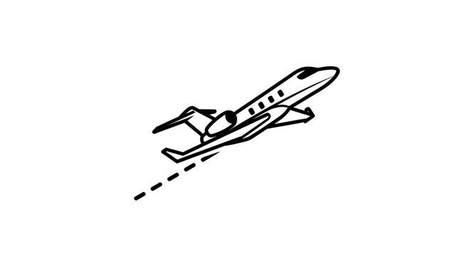 Corporate Minimalist Black and White Line Drawing of a Space Shuttle Launching with Smoke Trail for Aerospace Presentations