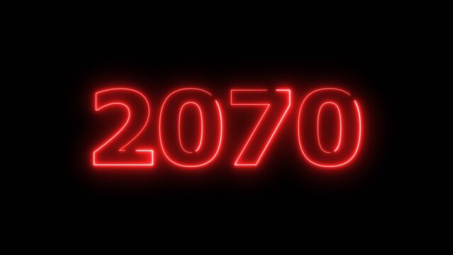 2070 Sal number neon text concept illustration. Neon number new year background.