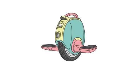 Electric Unicycle Pastel Vector Illustration © Hedasa