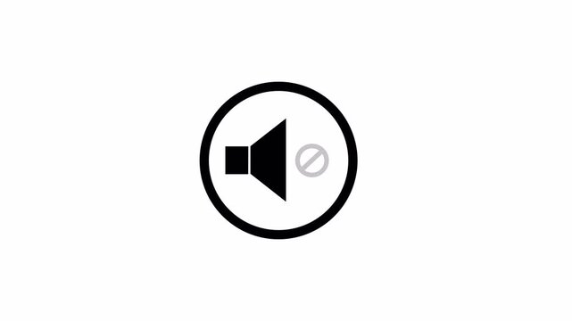 Muted Speaker Icon Animation on Transparent Background, Digital Audio Disabled UI Motion Graphic, 4K Alpha Channel.