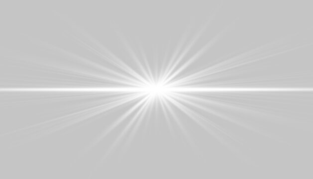 Glowing star flash with brilliant white light and radiant beams. Bright sparkle creates a realistic glowing shine effect. Vector illustration PNG.