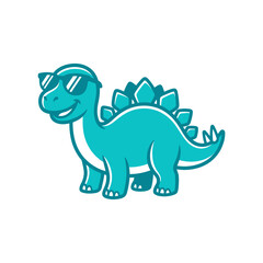 Teal stegosaurus dinosaur wearing sunglasses vector illustration. © Zaya