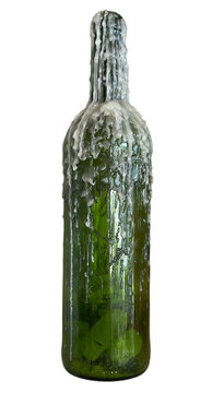 Wine Bottle Candle Holder Covered in Melted Wax
